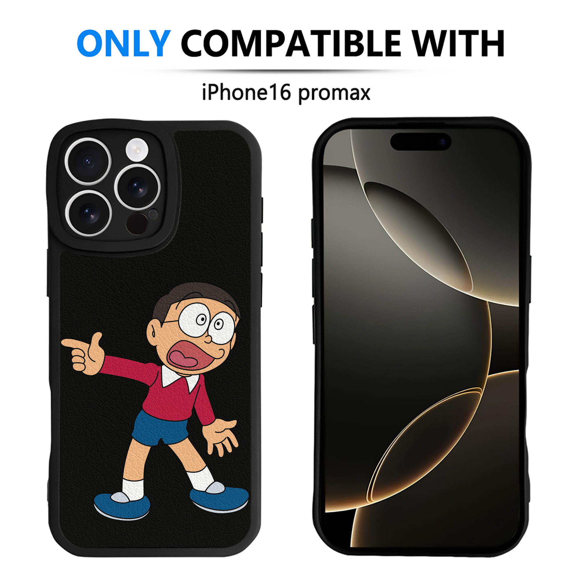 （画像用） ドラえもん 野比 のび太 Doraemon Nobita Nobi 【iPhone 16シリーズ対応】シリコンスマホケース（レザー調） 材質：シリコン